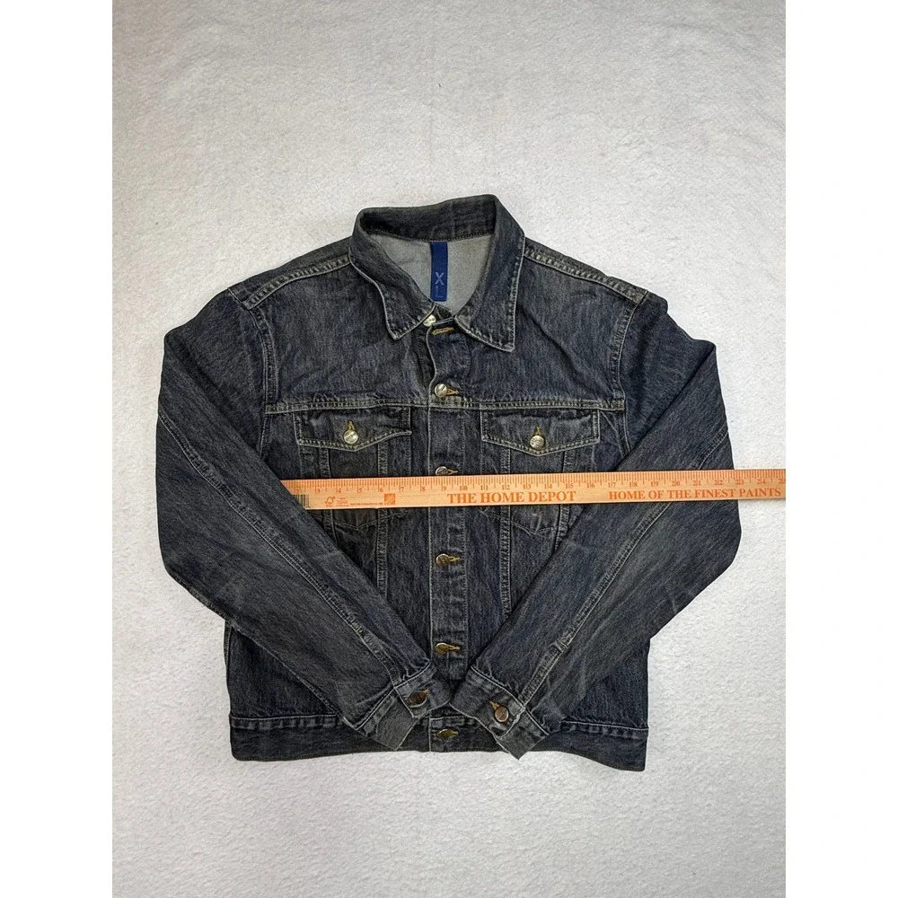 HM Divided Mens Denim Trucker Jacket Dark Wash Black Cotton XL Classic Casual
